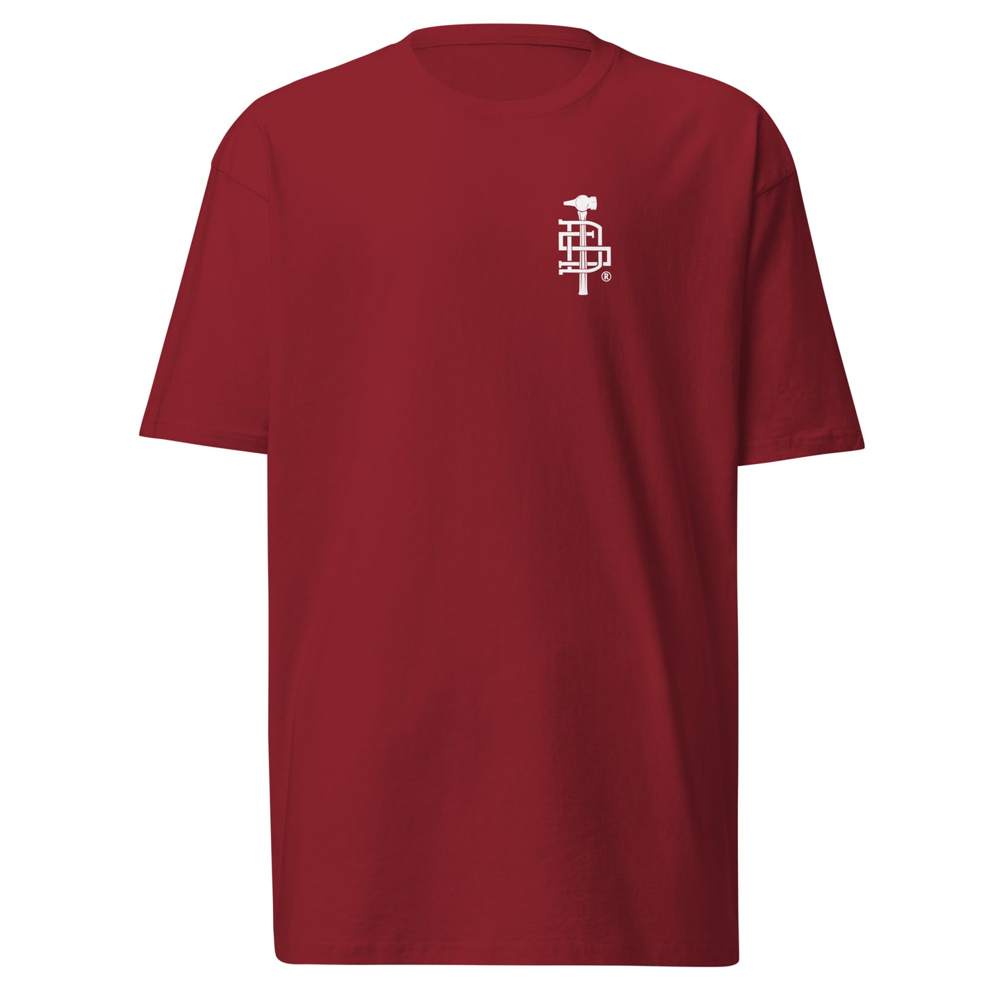 Dirty-Smith-Blacksmithing-Shirt-The-future-0mens-premium-heavyweight-tee-brick-red-front
