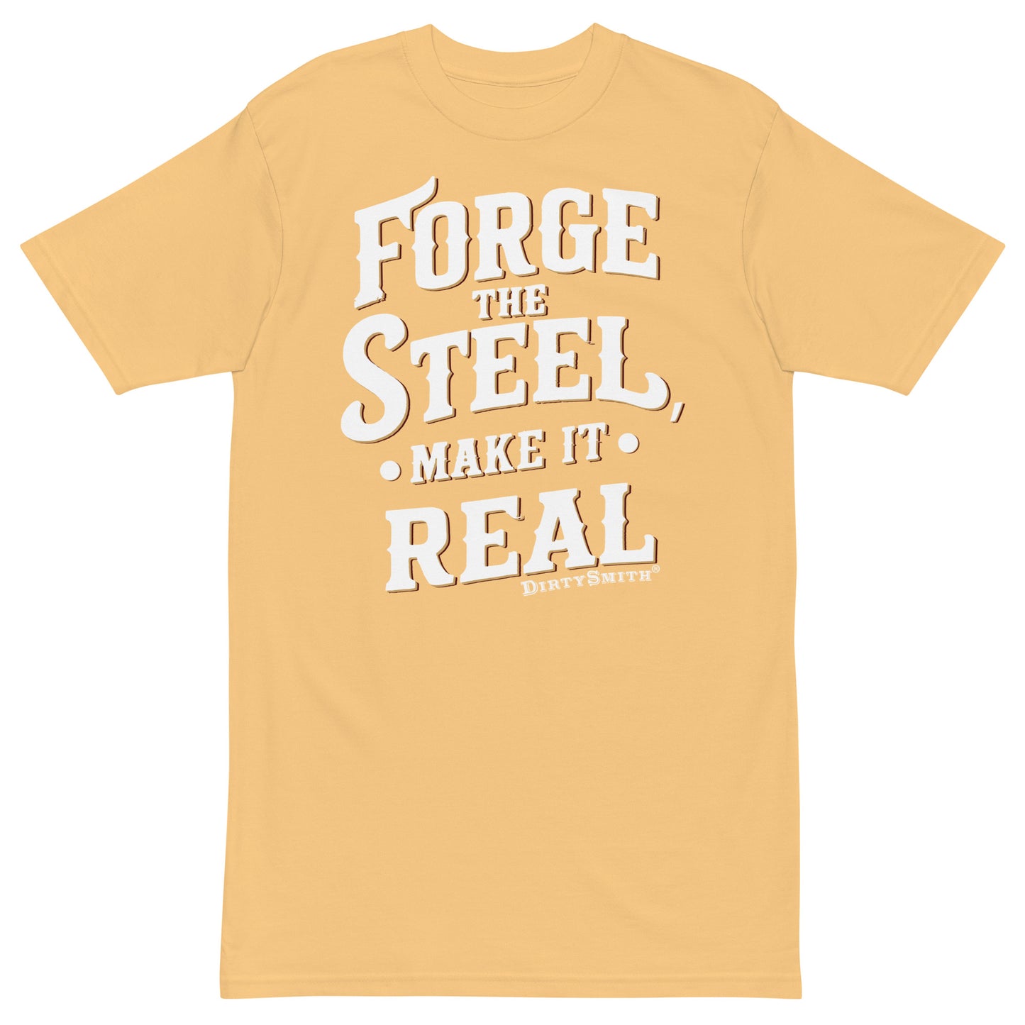 Dirty_Smith_Blacksmith_Shirt_forge_the_steel_premium-heavyweight-tee-gold-front