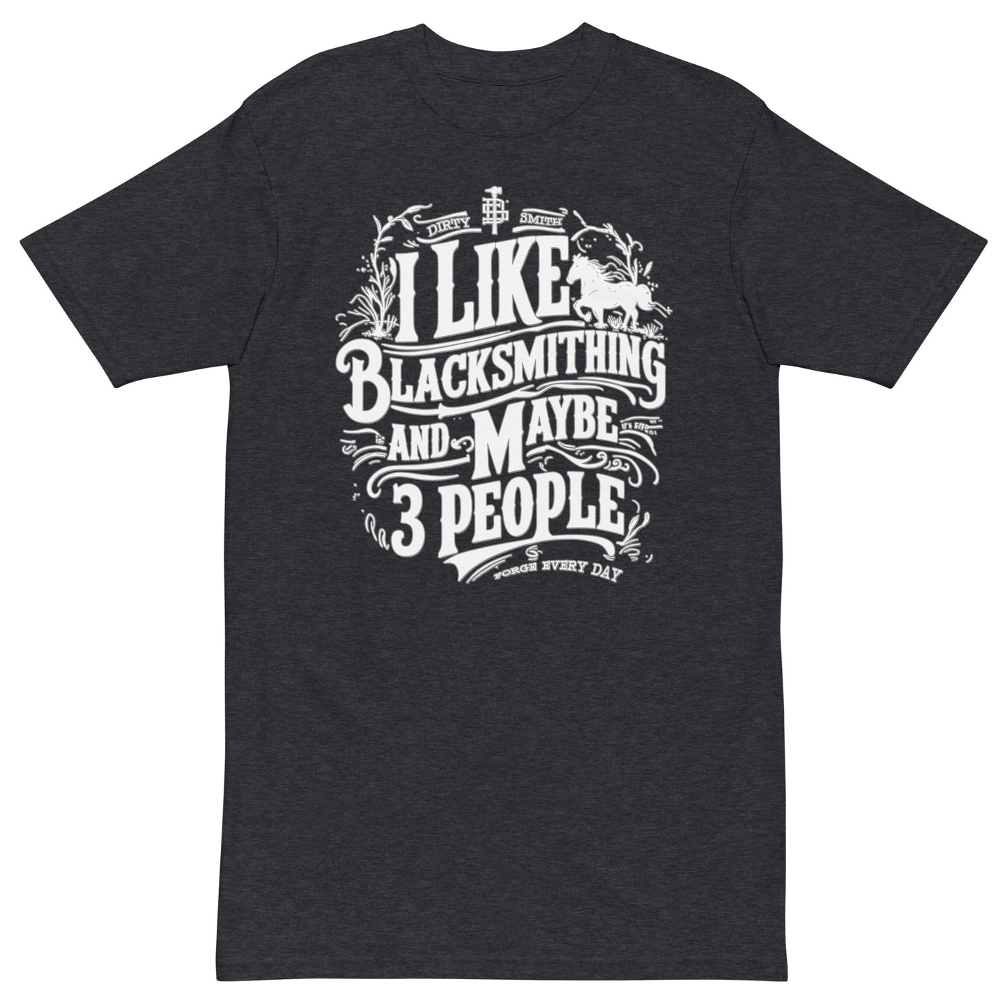 DirtySmiths mens-premium-heavyweight-tee-charcoal-heather-front-I like blacksmithing-3-people