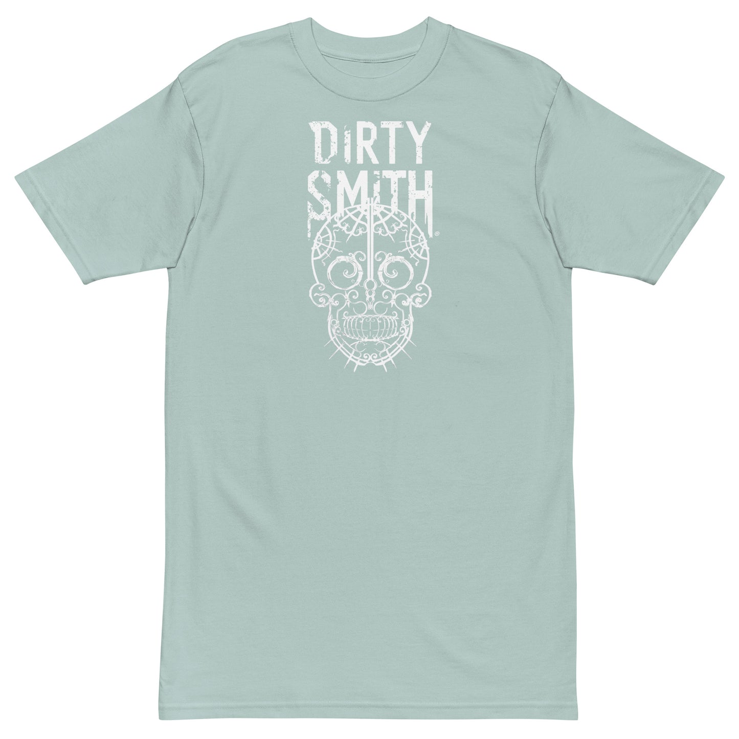 Dirty-Smith-Blacksmith-Shirt-Sugarskull-v1-mens-premium-heavyweight-tee-agave-front