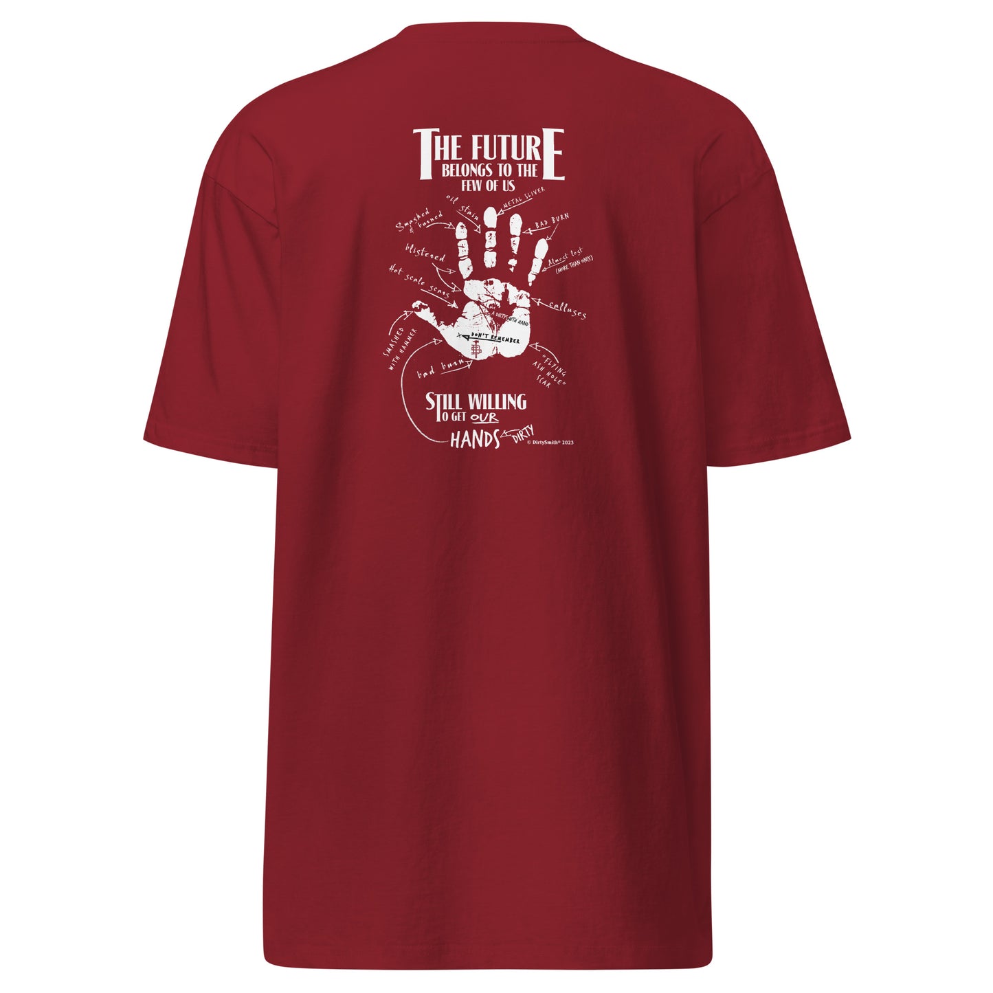 Dirty-Smith-Blacksmithing-Shirt-The-future-0mens-premium-heavyweight-tee-brick-red-back