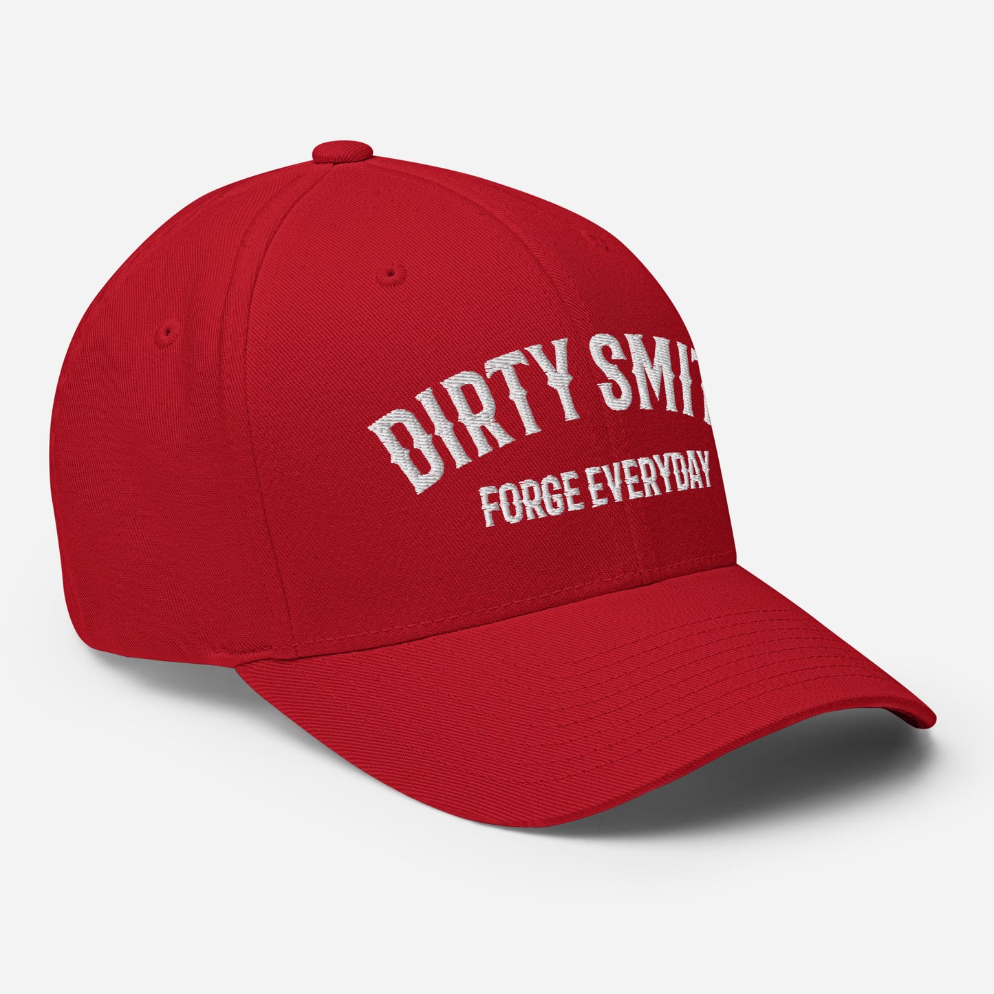 Dirty-Smith-closed-back-structured-cap-red-right-front