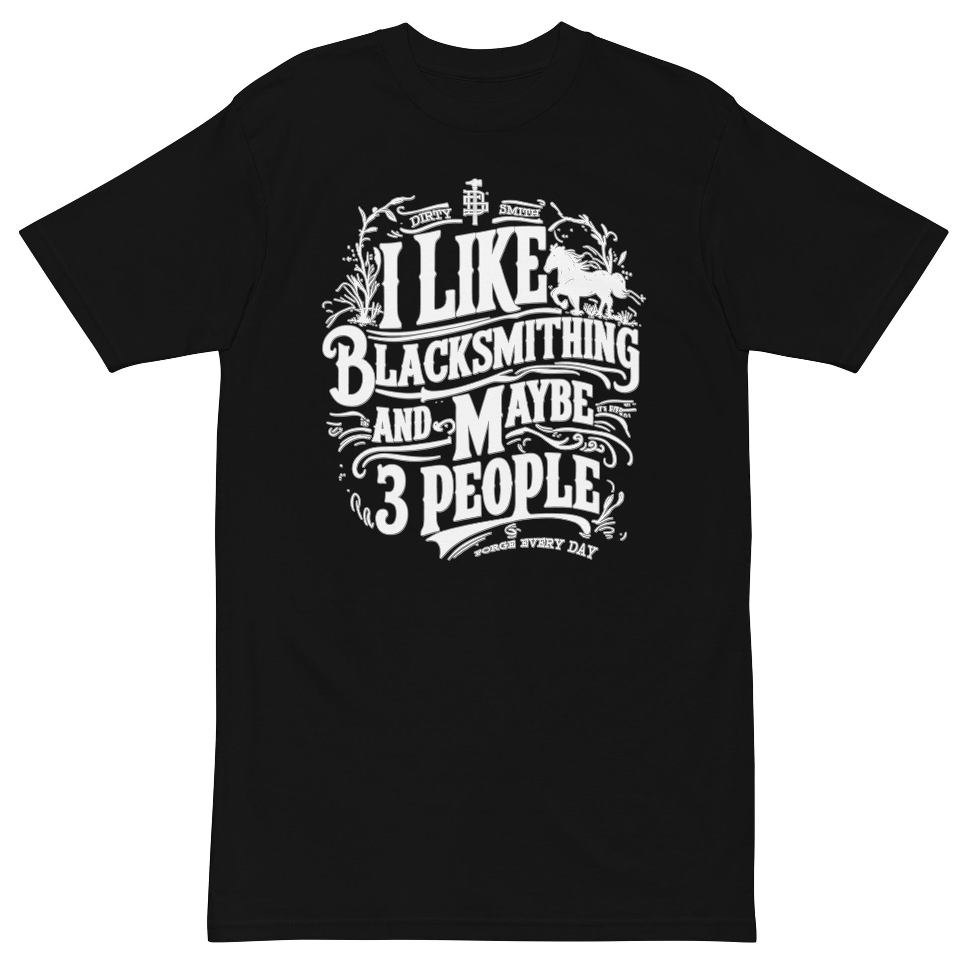 DirtySmiths mens-premium-heavyweight-tee-black-front-I like blacksmithing-3-people