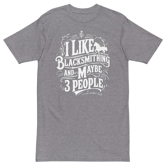 DirtySmiths mens-premium-heavyweight-tee-carbon-grey-front-front-I like blacksmithing-3-people