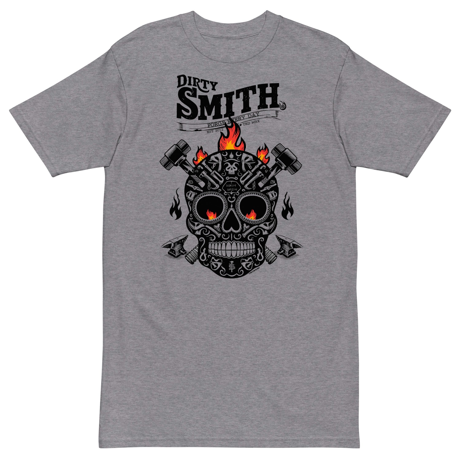 Dirty_Smith_Blacksmith_Shirt_Sugar-skull-v2_premium-heavyweight-tee-carbon-grey-front