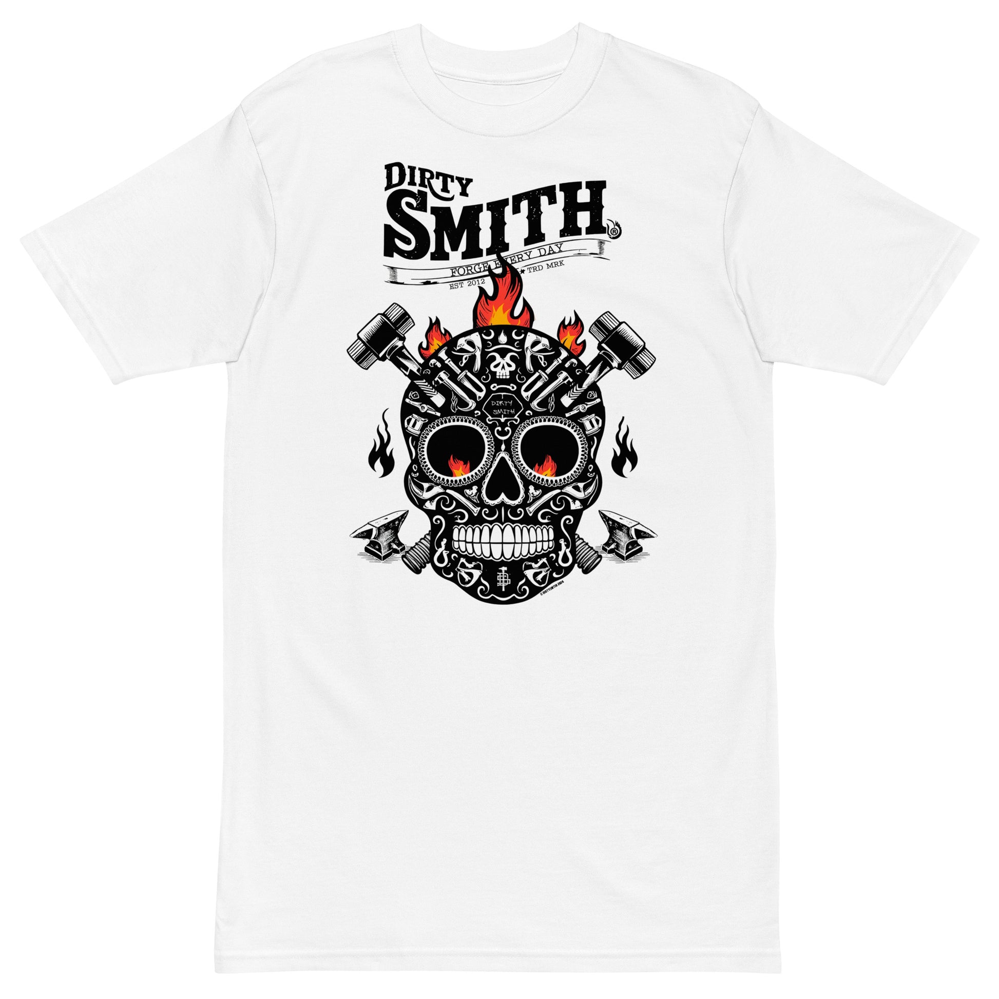 Dirty_Smith_Blacksmith_Shirt_Sugar-skull-v2_premium-heavyweight-tee-white-front